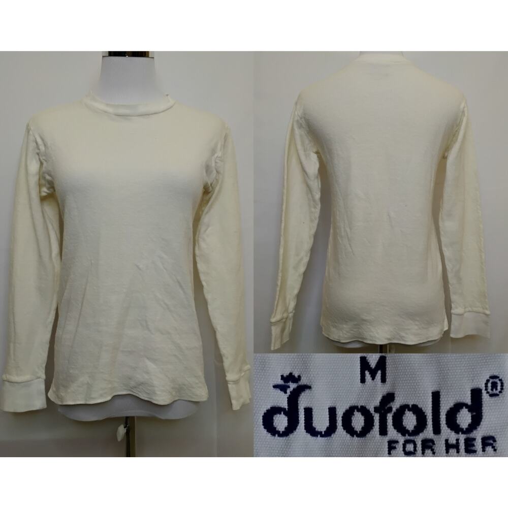 Duofold For Her Long Sleeve T-Shirt Vintage Made in USA Women's M White #Z5728
